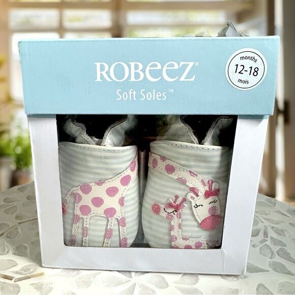 NWT Robeez Giraffe Reach for the Stars Soft Soles Stripe Baby Infant Crib Shoes - Picture 8 of 9